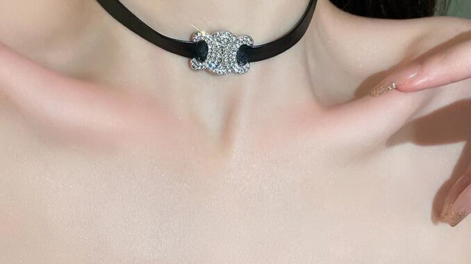 สร้อยคอโซ่หนัง สีดํา สไตล์ฝรั่งเศส เครื่องประดับแฟชั่น