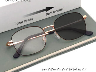LUSEEN แว่น แว่นตาป้องกันแสงสีฟ้า กรอบเเว่นออกแดดเปลี่ยนสี ดดผู้ชายผู้หญิง AG2212