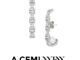 A.CEMI  Chain 1 Pave Pearl Earring ต่างหูมุกแท้ ต่างหูเงินแท้ ชุบทอง 18K โรสโกลว์ ต่างหูดีไซน์
