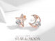ต่างหู s925 earrings รุ่น ดวงจันทร์กับดวงดาว สี Rose Gold ผู้หญิง ต่างหูแฟชั่น ของขวัญ เครื่องประดับ minimal