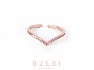 BZEBI แหวนแฟชั่น ทรงตัว V ผู้หญิง มินิมอล ประดับเพชร เครื่องประดับ สไตล์เกาหลี สําหรับหมั้น งานแต่งงาน ปรับได้ สําหรับผู้หญิง 200r