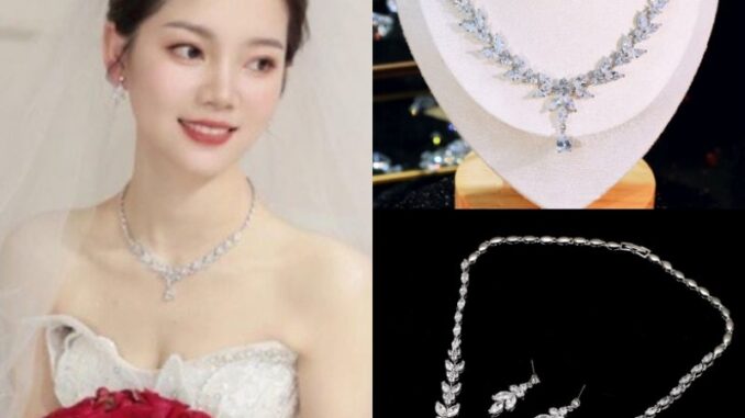 (พร้อมส่ง)เซ็ตสร้อยคอเพชรเจ้าสาว​ เพชร​ CZ พร้อมต่างหู​ แบบดอกไม้ห้อยจี้หยดน้ำ​ Pear Shape สไตล์​หวาน​ (No box)