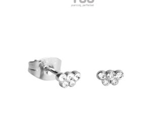 NooYoo ต่างหูสำหรับผิวแพ้ง่าย Tiny 5-Bezel Crystal Surgical Steel