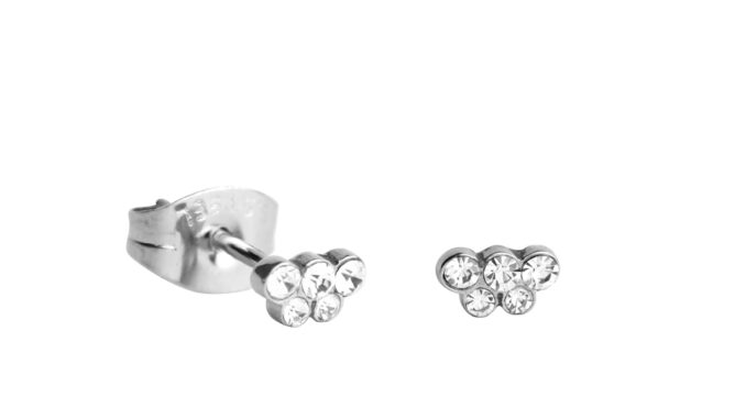 NooYoo ต่างหูสำหรับผิวแพ้ง่าย Tiny 5-Bezel Crystal Surgical Steel