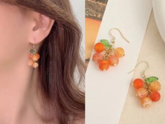สไตล์ญี่ปุ่น สาวหวาน ไม่ซ้ําใคร ผลไม้สด เชอร์รี่ บนต่างหู น่ารัก สีส้ม ต่างหู เจาะหู สําหรับเด็กหญิง