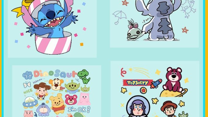 แผ่นแพทช์ พิมพ์ลาย Winnie The Pooh and Stitch มีกาวในตัว สําหรับเด็ก