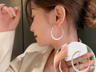 เครื่องประดับ ต่างหูห่วง ทรงกลม ขนาดใหญ่ สีทอง สีขาว สไตล์วินเทจ แฟชั่นสําหรับผู้หญิง