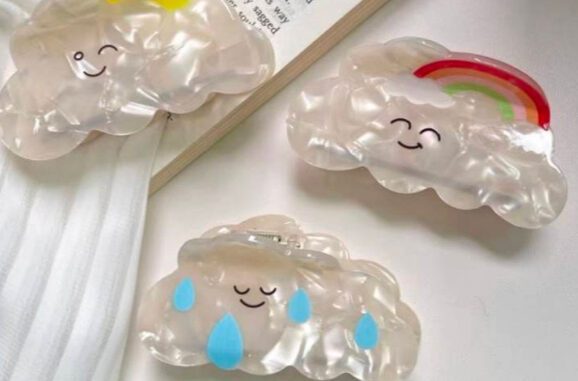 กิ๊บหนีบผม ลายหินอ่อน รูปก้อนเมฆ (พร้อมส่งจากไทย)