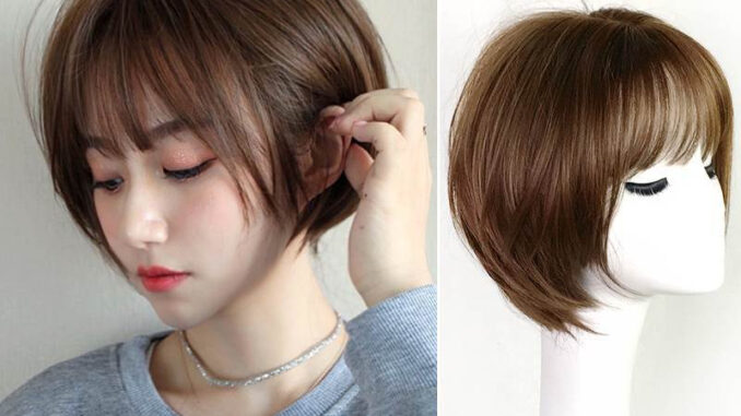 วิกผมสั้น ซอยผมสั้น น่ารักๆ สไตล์เกาหลียาว 20cm วิกผมสวยราคาถุกแถมnetฟรี