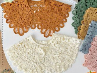 Suhu เสื้อเบลาส์ถักโครเชต์ คอปกปลอม ถอดออกได้ สีพื้น สไตล์วินเทจ
