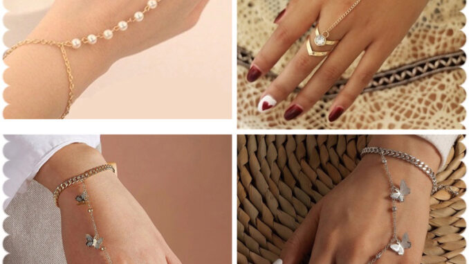 สร้อยมือโซ่ทองประดับมุก สวยหวาน พร้อมส่ง