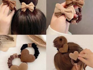 MYPINK  ยางรัดผม สีน้ำตาล โบว์ หัวใจ สีสุภาพ ไม่กินผม