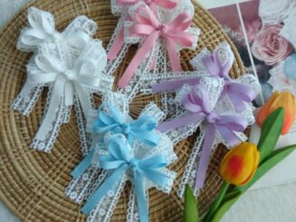 โบว์ติดผม กิ๊บโบว์ติดผมผ้าลูกไม้ผสมริบบิ้นผ้าTwill