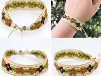 สร้อยข้อมือ แบบถัก ปักลายดอกไม้ สไตล์โบฮีเมียน