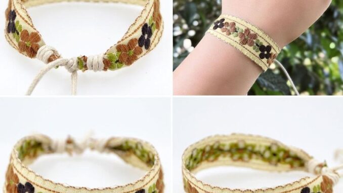 สร้อยข้อมือ แบบถัก ปักลายดอกไม้ สไตล์โบฮีเมียน