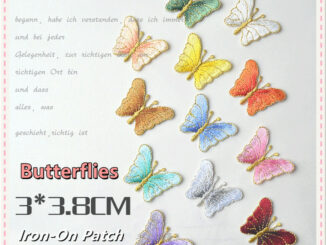 ♚ แผ่นแพทช์เหล็ก รูปผีเสื้อบินสวยหรู ♚ แผ่นแพทช์ รีดติดเสื้อ ลายแฟชั่น DIY (12 สี) 1 ชิ้น