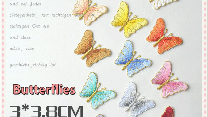 ♚ แผ่นแพทช์เหล็ก รูปผีเสื้อบินสวยหรู ♚ แผ่นแพทช์ รีดติดเสื้อ ลายแฟชั่น DIY (12 สี) 1 ชิ้น