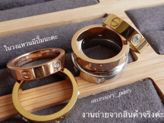 แหวนLove รุ่นCa01 สลักลายน็อตสลับเพชรCZ รุ่นหน้าแหวน 4mm. ค่ะ✨