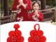 Redd กระดุมกบ กี่เพ้า ผ้าไหม ลายดอกไม้ สไตล์จีน สีแดง สําหรับตกแต่งเสื้อผ้า