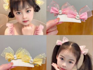 กิ๊ฟติดผม สีหวาน โบว์มุก น่ารัก แพ็ก 2 ชิ้น  #K04