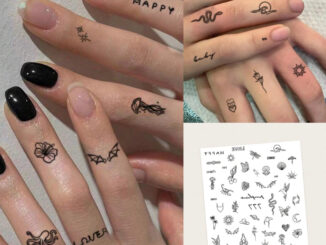 พร้อมส่ง แทททู รอยสักชั่วคราวลวดลายมินิมอลสีดำ ลวดลาย Happy TT12