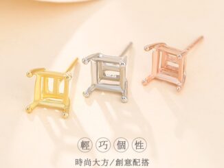 ที่วางต่างหูเปล่า|ต่างหูเงิน 925 ประดับเพชรโมอิส ทรงสี่เหลี่ยม 4-7 มม.