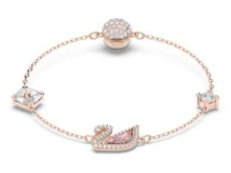 Swarovski สร้อยข้อมือ Dazzling Swan ตัวปิดแบบแม่เหล็ก หงส์ ชมพู เคลือบโทนสีโรสโกลด์ ของแท้ 100%