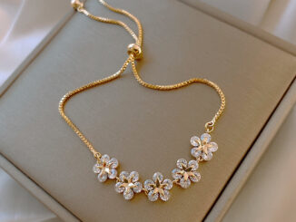 สร้อยข้อมือโซ่ ทอง 18K จี้รูปดาว ดอกไม้ห้าแฉก ขนาดเล็ก ปรับได้ เครื่องประดับ สําหรับผู้หญิง ของขวัญ