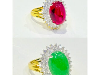 แหวนทอง แหวนพลอยสีเขียวหยก สวยมากๆ แหวนเพชรCz แหวนทองไมครอน เล่นแสง  สินค้าตรงปก ปรับขนาดเองได้ไม่ลอกดำ