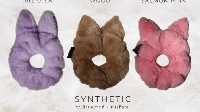BEYONGCA FLUFFY PIS & U-SA Synthetic ขนสังเคราะห์ SCRUNCHIES  ยางรัดผมโดนัท ลิขสิทธิ์แท้  SCRUNCHY RUBBER BRAND ยางมัดผม