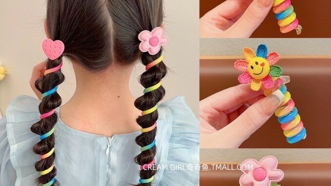 Fashion พร้อมส่งจากไทย ยางรัดผม สไตล์เกาหลี แบบยืดหยุ่นสูง ลายดอกไม้น่ารัก เครื่องประดับ สำหรับเด็กผู้หญิง Q-171