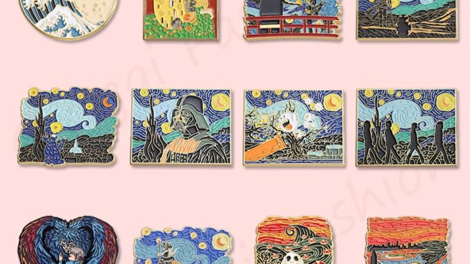เข็มกลัด รูปภาพวาดสีน้ํามัน Van Gogh Starry Night Scream No-face เหมาะกับของขวัญ สําหรับเพื่อน เข็มกลัด รูปภาพวาดสีน้ํามัน Van Gogh Starry Night Scream No-face เหมาะกับของขวัญ สําหรับเพื่อน