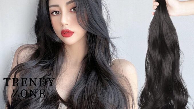 Trendyzone วิกผมหยิก รูปตัว U ผมยาว สีดํา