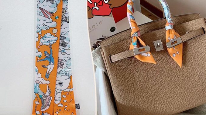 Hermes H's ใหม่ สายริบบิ้นผ้าไหมเทียม ขนาดเล็ก สําหรับตกแต่งกระเป๋า Hermes H's ใหม่ สายริบบิ้นผ้าไหมเทียม ขนาดเล็ก สําหรับตกแต่งกระเป๋า