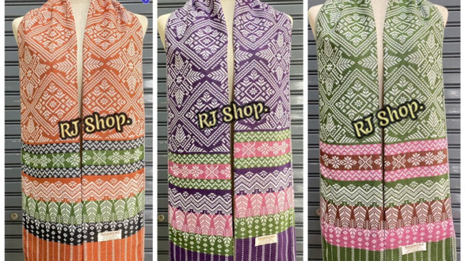 scarf ผ้าคลุมไหล่ ลายไทย โทนสีเข้ม-อ่อน ชื้อเป็นของฝาก ของขวัญ รับไหว้