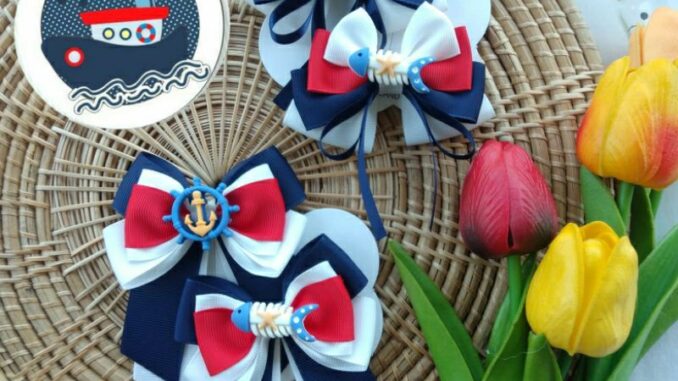 กิ๊บโบว์ติดผม⚓สมอเรือ(ราคา/1คู่)