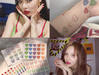 COD 1 บาท สติ๊กเกอร์สัก ลายหัวใจเส้นหน้ายิ้มสสติ๊กเกอร์ ไตล์เกาหลี กันน้ำกึ่งถาวร 1 แผ่น ผู้ชายและผู้หญิง-Move.th
