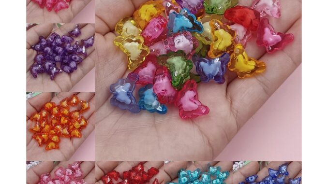 ลูกปัดอะคริลิคใส ลายดอกไม้ 15 มม. 20 ชิ้น พร้อมจี้สร้อยข้อมือลูกปัด DIY