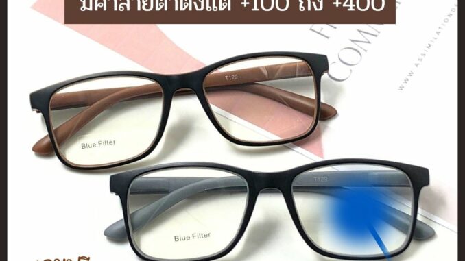 Optical Plus แว่นสายตายาว เลนส์กรองแสง Bluefilter ขาสปริง สำหรับมองระยะใกล้หรือใช้อ่านหนังสือ ส่งจากไทย T129