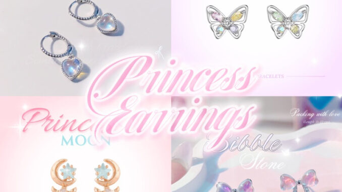 ✩ ️รวมต่างหูเจ้าหญิง + เซ็ตต่างหู style princess  (Unabi) มีผ้าเช็ดเงิน หญิง (ชุบเงินแท้ S925)