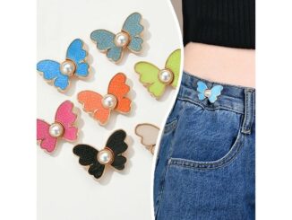 Shop_mkl  ตะขอปรับเอวกางเกงรูปผีเสื้อ แบบหมุดไม่ต้องเย็บ สีสันสดใส 9สีให้เลือก #Y37