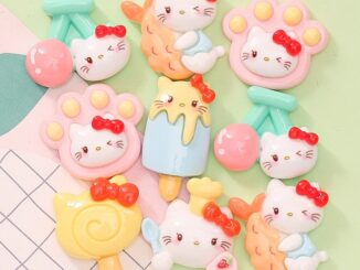 ชุดเครื่องประดับเรซิ่น รูปการ์ตูนแมว Hello Kitty น่ารัก สําหรับตกแต่งสมุดภาพ จํานวน 10 ชิ้น