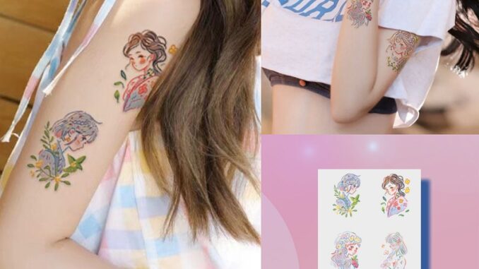 สติกเกอร์รอยสักชั่วคราว กันน้ํา ลายดอกไม้ 7 วัน