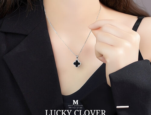 MEET พร้อมส่ง สร้อยคอเงินแท้ Lucky Clover สร้อยคอหัวใจ สร้อยเงินแท้925 สร้อยคอเพชร สร้อยแฟชั่น สร้อยคอผู้หญิง
