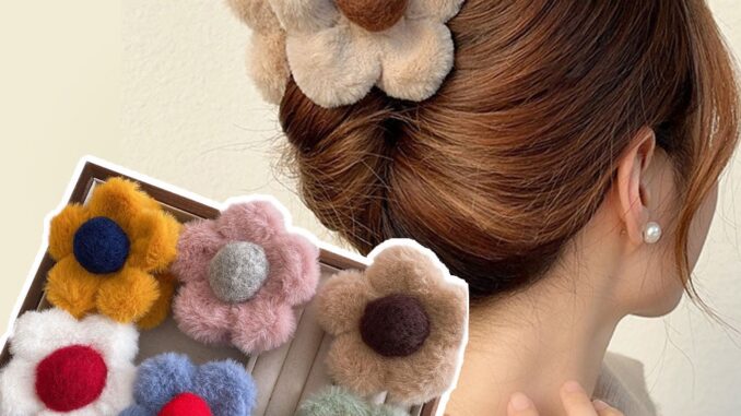 BIBITOP กิ๊บติดผมหางม้า ขนปุยเทียม ลายดอกไม้ ขนาดใหญ่ แฮนด์เมด แฟชั่นฤดูใบไม้ร่วง ฤดูหนาว DIY 1 ชิ้น BIBITOP กิ๊บติดผมหางม้า ขนปุยเทียม ลายดอกไม้ ขนาดใหญ่ แฮนด์เมด แฟชั่นฤดูใบไม้ร่วง ฤดูหนาว DIY 1 ชิ้น
