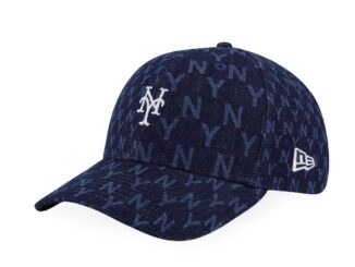 NEW YORK METS DENIM ALL-OVER MONOGRAM INDIGO DENIM 9FORTY CAP