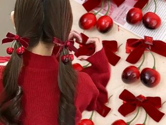 กิ๊บติดผม กํามะหยี่ สีแดง เชอร์รี่ - สําหรับเด็กผู้หญิง