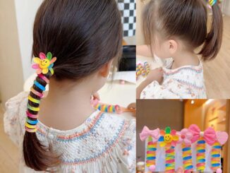 พร้อมส่งยางรัดผมแบบถักที่มีสีสันโบว์ดอกไม้การ์ตูนน่ารักเกาหลีนิ่มความยืดหยุ่นสูงหางม้าห่วงผมของเด็กผู้หญิง2023ใหม่COD