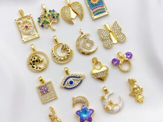 จี้สร้อยคอ สร้อยข้อมือ ประดับเพทาย รูปผีเสื้อ ชุบทอง 18K แฮนด์เมด diy