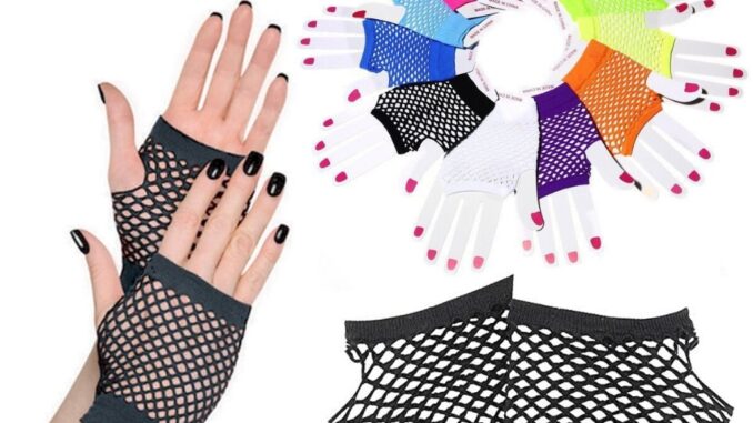 Glanxuan ถุงมือตาข่ายยาว  ระบายอากาศ สไตล์พังก์ร็อค  แฟนซี ไนท์คลับ ปาร์ตี้  Mesh Fishnet Gloves
